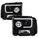 Spyder Ford F250/350/450 05-07 Projector Headlights - Light Bar DRL LED - Black PRO-YD-FS05V2-LB-BK - 5084507