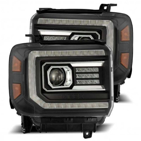 AlphaRex 14-18 GMC Sierra PRO-Series Proj Headlights Plank Style Black w/Activ Light/Seq Signal/DRL - 880613