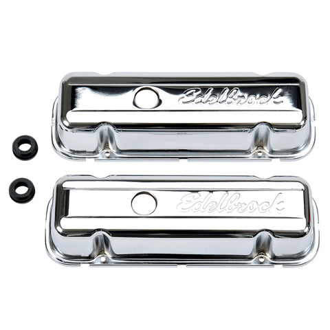 Edelbrock Valve Cover Signature Series Buick 1977 and Later 3 8L and 4 1L V6 Chrome - 4486