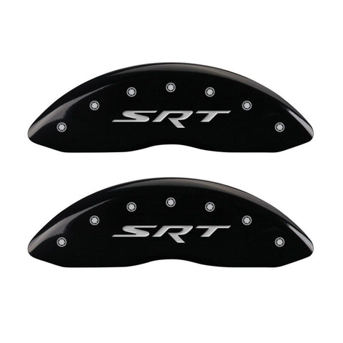 MGP 4 Caliper Covers Engraved Front & Rear SRT Black finish silver ch - 32006SSRTBK