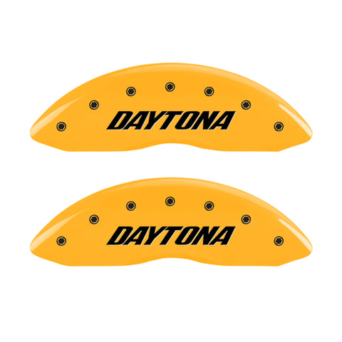 MGP 4 Caliper Covers Engraved Front & Rear Daytona Yellow finish black ch - 12162SDAYYL