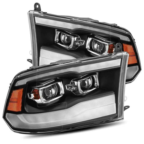 AlphaRex 09-18 Dodge Ram 1500HD LUXX LED Proj Headlights Plnk Style Blk w/Activ Light/Seq Signal/DRL - 880539