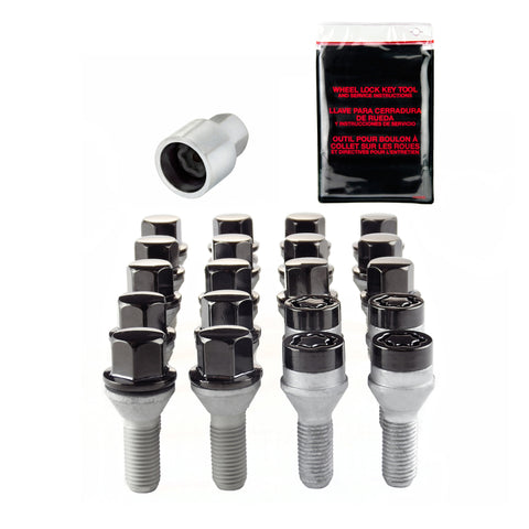 McGard 5 Lug Hex Install Kit w/Locks (Cone Seat Bolt) M12X1.5 / 17mm Hex / 25.5mm Shank L. - Black - 67179BK