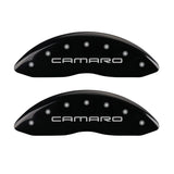 MGP 4 Caliper Covers Engraved Front & Rear Gen 4/Camaro Black finish silver ch - 14027SCA4BK