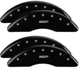 MGP 4 Caliper Covers Engraved Front & Rear 2019+ Ram 2500/3500 Black Finish Silver MGP Logo - 55007SMGPBK