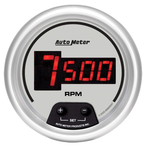 AutoMeter Gauge Tach 3-3/8in. 10K RPM In-Dash Digital Silver Dial W/ Red Led - 6597