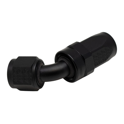 DeatschWerks 8 AN Female Flare Swivel 60-Degree Hose End CPE - Anodized Matte Black - 6-02-0822-B