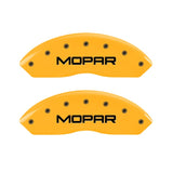 MGP 2 Caliper Covers Engraved Front Mopar Yellow Finish Black Char 2006 Jeep Wrangler - 42009FMOPYL