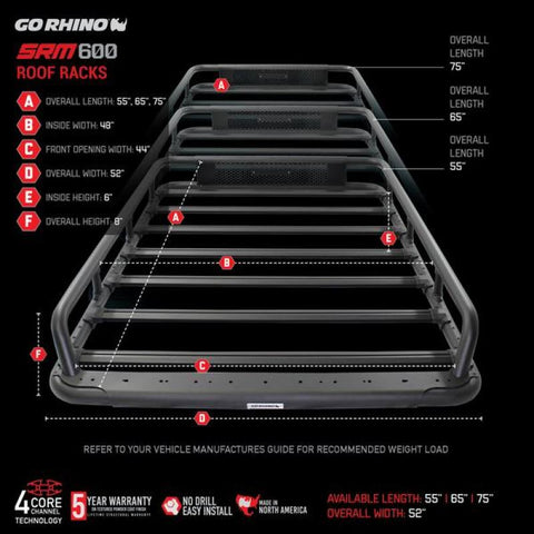 Go Rhino SRM600 Series Tubular Rack - 75in - 5936075T