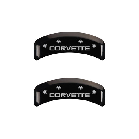 MGP 4 Caliper Covers Engraved F & R C4/Corvette Black Finish Silver Char 1988 Chevrolet Corvette - 13013SCV4BK