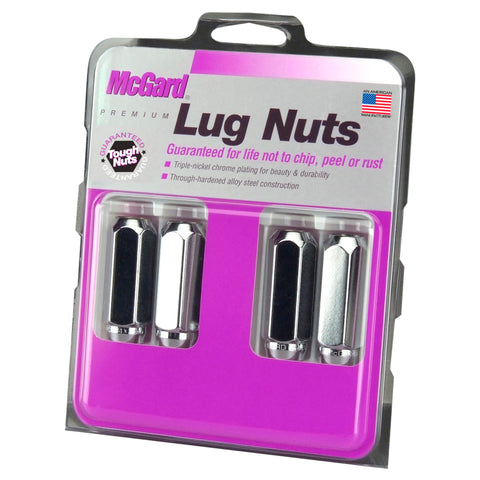 McGard Hex Lug Nut (Cone Seat / Duplex) M14X2.0 / 13/16 Hex / 2.25in. Length (4-Pack) - Chrome - 64020