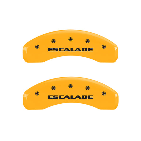 MGP 4 Caliper Covers Engraved Front & Rear Escalade Yellow finish black ch - 35015SESCYL