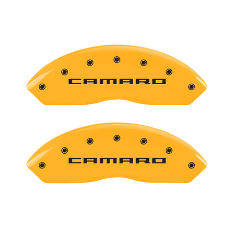 MGP 4 Caliper Covers Engraved Front & Rear Gen 5/Camaro Yellow finish black ch - 14240SCA5YL