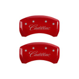 MGP 4 Caliper Covers Engraved Front & Rear Cursive/Cadillac Red Finish Silver Char 2016 Cadillac CT6 - 35026SCADRD