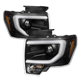 Spyder Ford F150 09-14 Projector Headlights Halogen Model- Light Bar DRL Blk PRO-YD-FF15009-LBDRL-BK - 5077592