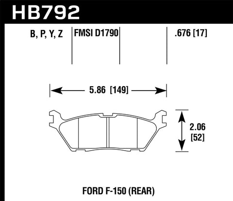 Hawk 15 Ford F-150 Performance Ceramic Street Rear Brake Pads - HB792Z.676