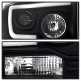 Spyder Ford F250/350/450 05-07 Projector Headlights - Light Bar DRL LED - Black PRO-YD-FS05V2-LB-BK - 5084507