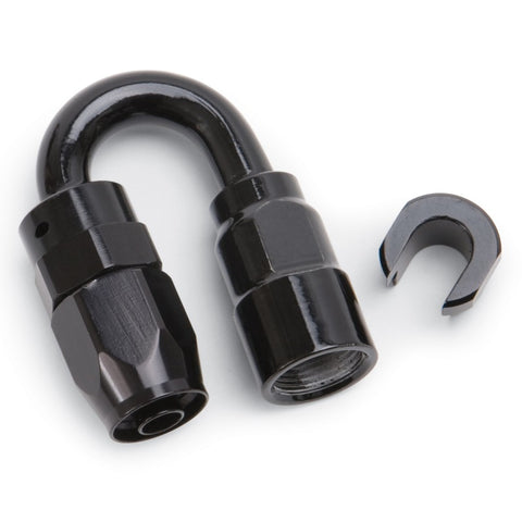 Russell Performance 5/16in SAE Quick Disc Female to -6 Hose Black 180 Degree Hose End - 611283