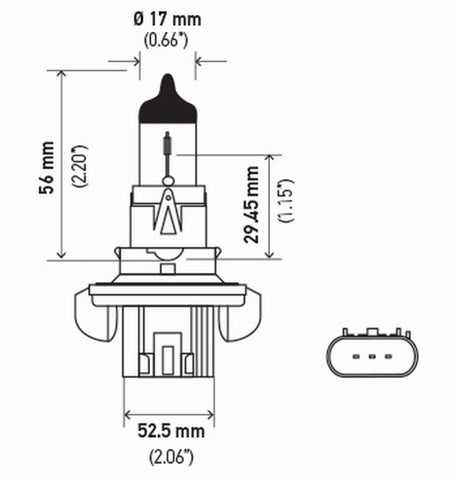 Hella Bulb H13 12V 60/55W P264T T4 (2) - H13TB