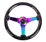 NRG Reinforced Steering Wheel (350mm / 3in Deep) Minty Fresh Wood Grain w/Black 3-Spoke Center - RST-036MF-BK