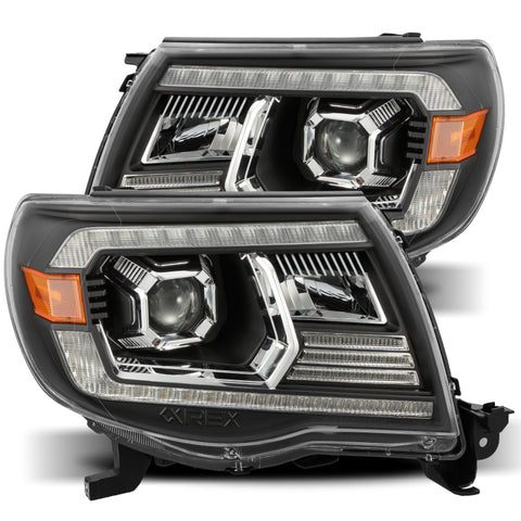 AlphaRex 05-11 Toyota Tacoma PRO-Series Projector Headlights Plank Style Design Black w/DRL - 880738