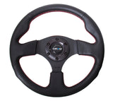 NRG Reinforced Steering Wheel (320mm) Leather w/Red Stitch - RST-012R-RS