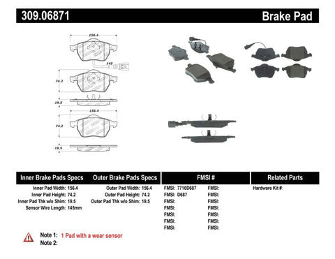 StopTech Performance 99-08 VW Jetta / 5/99-05 Golf GTi/GLS Turbo Front Brake Pads - 309.06871