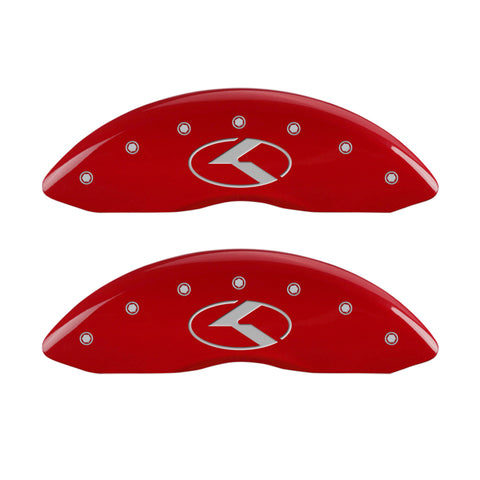 MGP 4 Caliper Covers Engraved Front & Rear Circle K/Kia Red finish silver ch - 21183SCRKRD