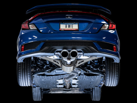 AWE Tuning 2016+ Honda Civic Si Touring Edition Exhaust w/Front Pipe & Dual Chrome Silver Tips - 3015-32108