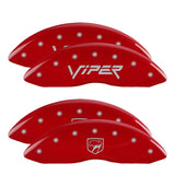 MGP 4 Caliper Covers Engraved Front Gen 2/Viper Engraved Rear Gen 2/Snake Red finish silver ch - 12203SSNPRD