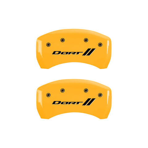 MGP 4 Caliper Covers Engraved Front & Rear With stripes/Dart Yellow finish black ch - 12199SDRTYL