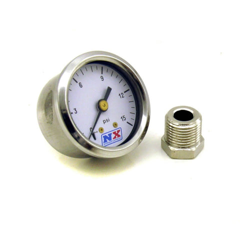 Nitrous Express Pressure Gauge (0-15 PSI w/Adaptor) - 15511