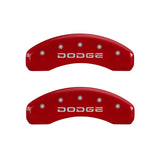 MGP 4 Caliper Covers Engraved Front & Rear Broken D/Dodge Red finish silver ch - 12043SDODRD