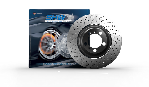 SHW 2021 Porsche 911 Turbo 3.7L Left Rear Cross-Drilled Lightweight Brake Rotor (992615601H) - PRL49217