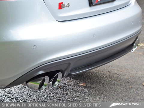 AWE Tuning Audi B8 / B8.5 S4 3.0T Track Edition Exhaust - Chrome Silver Tips (90mm) - 3020-42020