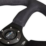 NRG Reinforced Steering Wheel (350mm / 2.5in. Deep)Blk Alcantara Comfort Grip w/4mm Matte Blk Spokes - RST-023MB-SA