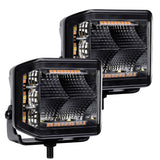 Go Rhino Xplor Blackout Combo Series Cube Sideline LED Flood Lights w/Amber 4x3 - Blk (Pair) - 750700322FCS