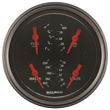 Autometer Designer Black 3.375in Quad Gauge - Fuel Level / Oil Pressure / Water Temp. / Voltmeter - 1414