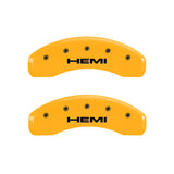 MGP 4 Caliper Covers Engraved Front & Rear Hemi Yellow finish black ch - 55001SHEMYL