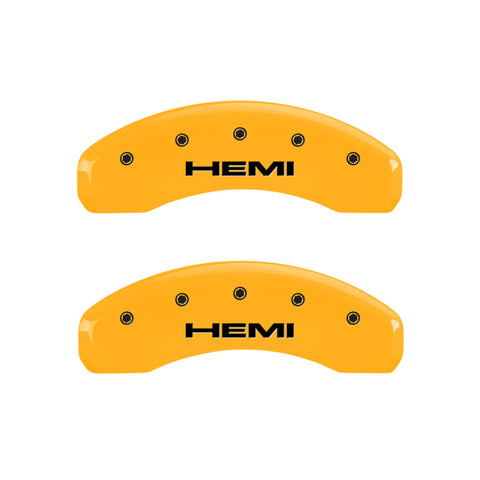 MGP 4 Caliper Covers Engraved Front & Rear Hemi Yellow finish black ch - 55001SHEMYL