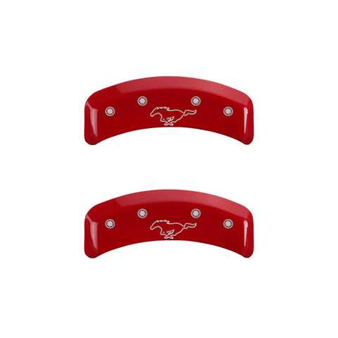 MGP 4 Caliper Covers Engraved Front Mustang Engraved Rear Pony Red finish silver ch - 10095SMPYRD