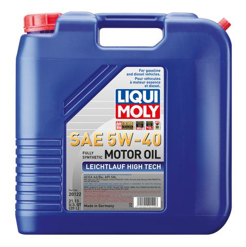 LIQUI MOLY 20L Leichtlauf (Low Friction) High Tech Motor Oil SAE 5W40 - 20122