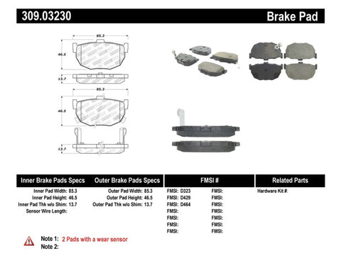 StopTech Performance Hyundai Elantra/Tiburon / Kia Spectra / Nissan Maxima/Stanza Rear Brake Pads - 309.03230