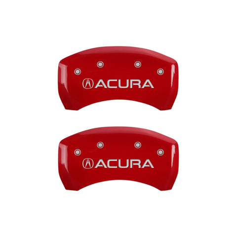 MGP 4 Caliper Covers Engraved Front & Rear Acura Red finish silver ch - 39014SACURD