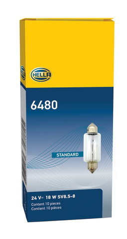 Hella Bulb 6480 24V 18W SV8.5-8 T4.625 15x43mm - 6480