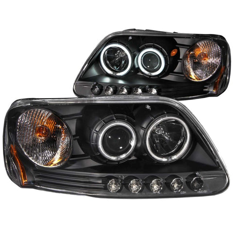 ANZO 1997-2003 Ford F-150 Projector Headlights w/ Halo Black (CCFL) - 111097