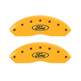 MGP 4 Caliper Covers Engraved Front & Rear Oval logo/Ford Yellow finish black ch - 10231SFRDYL