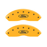 MGP 4 Caliper Covers Engraved Front & Rear Oval logo/Ford Yellow finish black ch - 10240SFRDYL