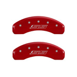 MGP 4 Caliper Covers Engraved Front Gen 5/Camaro Engraved Rear Gen 5/SS Red finish silver ch - 14036SCS5RD