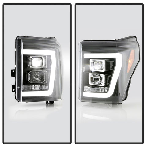 Spyder Ford F250/350/450 11-16 V2 High-Power LED Headlights-White Light Bar-Black PRO-YD-FS11V2PL-BK - 5087898